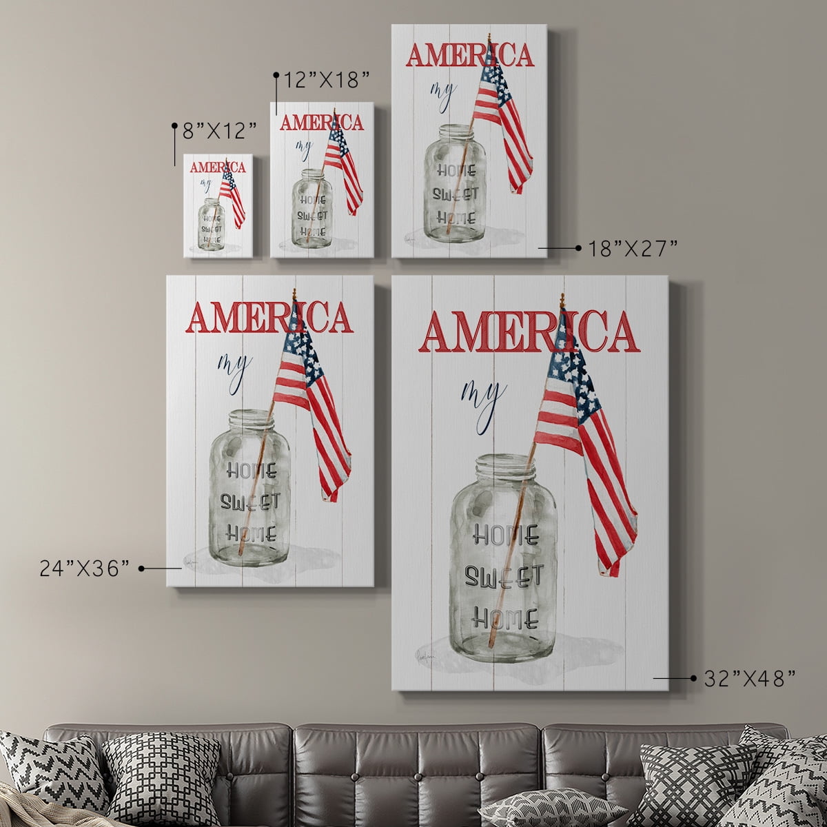 America My Home Sweet Home Premium Gallery Wrapped Canvas - Ready to Hang