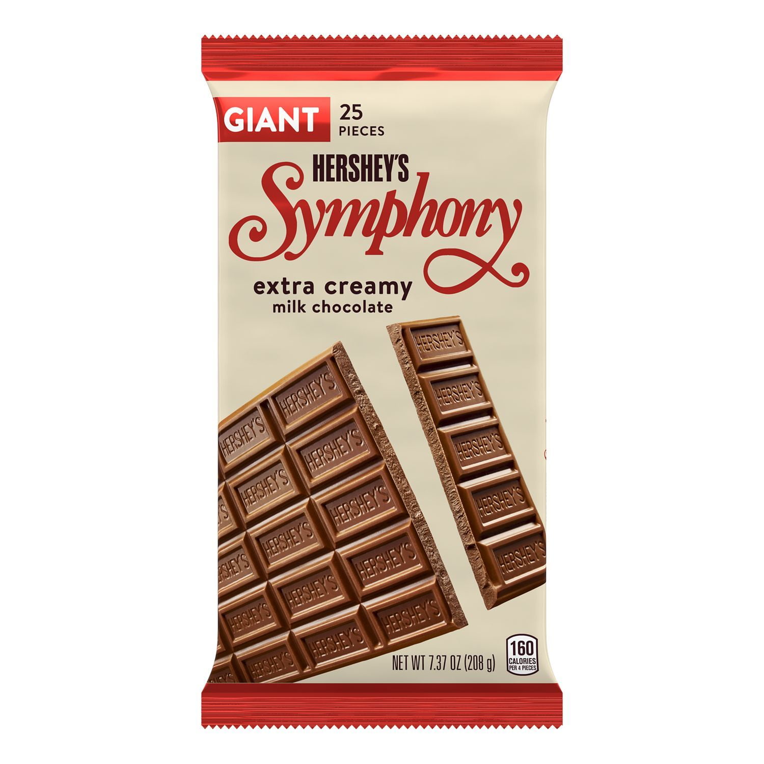 HERSHEY'S, SYMPHONY Extra Creamy Milk Chocolate Giant Candy, 7.37 oz, Bar (25 Pieces)