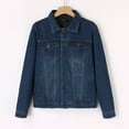 thumbnail image 2 of Men Jeans Jacket Solid Color Lapel Button Down Casual Plus With Pocket Denim Jacket Outerwear, 2 of 8
