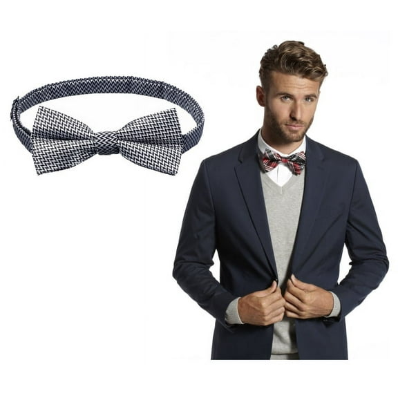 Navy and Light Blue Parallelogram Patter Pre-Tied Men's Bowtie - By Ganz