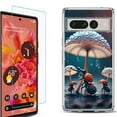 thumbnail image 1 of Shockproof Bumper Phone Case for Google Pixel 7, with Tempered Glass Screen Protector, by OneToughShield ® - Ant n Mushroom, 1 of 4