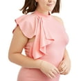 thumbnail image 3 of Generic Women's Plus Mock Neck Ruffle Sleeve Bod, 3 of 5