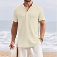 thumbnail image 5 of YATELLE Men's Henley Shirt Short Sleeve Stand Collar Summer Casual Beach Hippie T-Shirts, 5 of 5