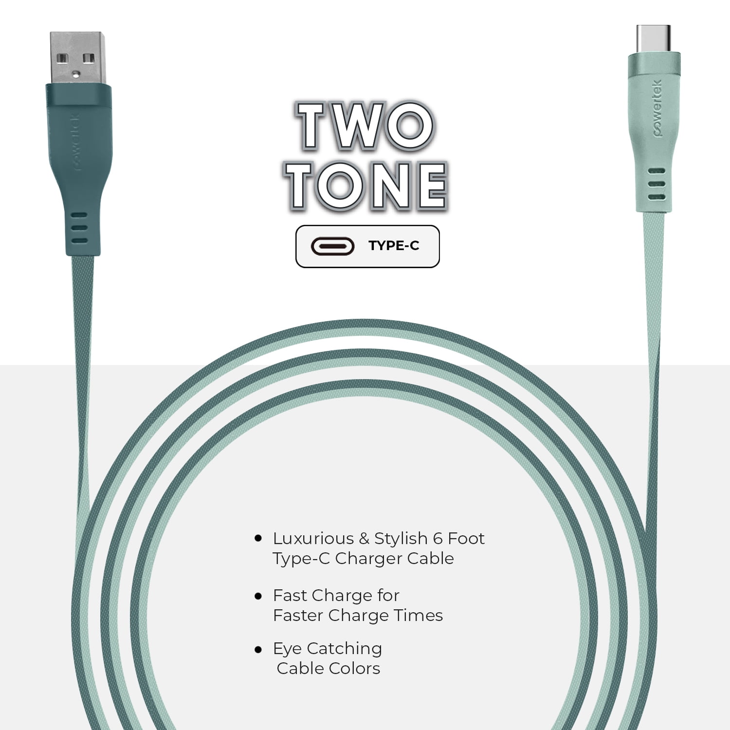 Liquipel Powertek Two Tone USB-A to USB-C - Green