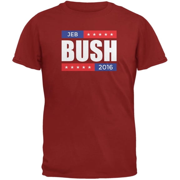 Election 2016 Jeb Bush Stacked Cardinal Red Adult T-Shirt - Large