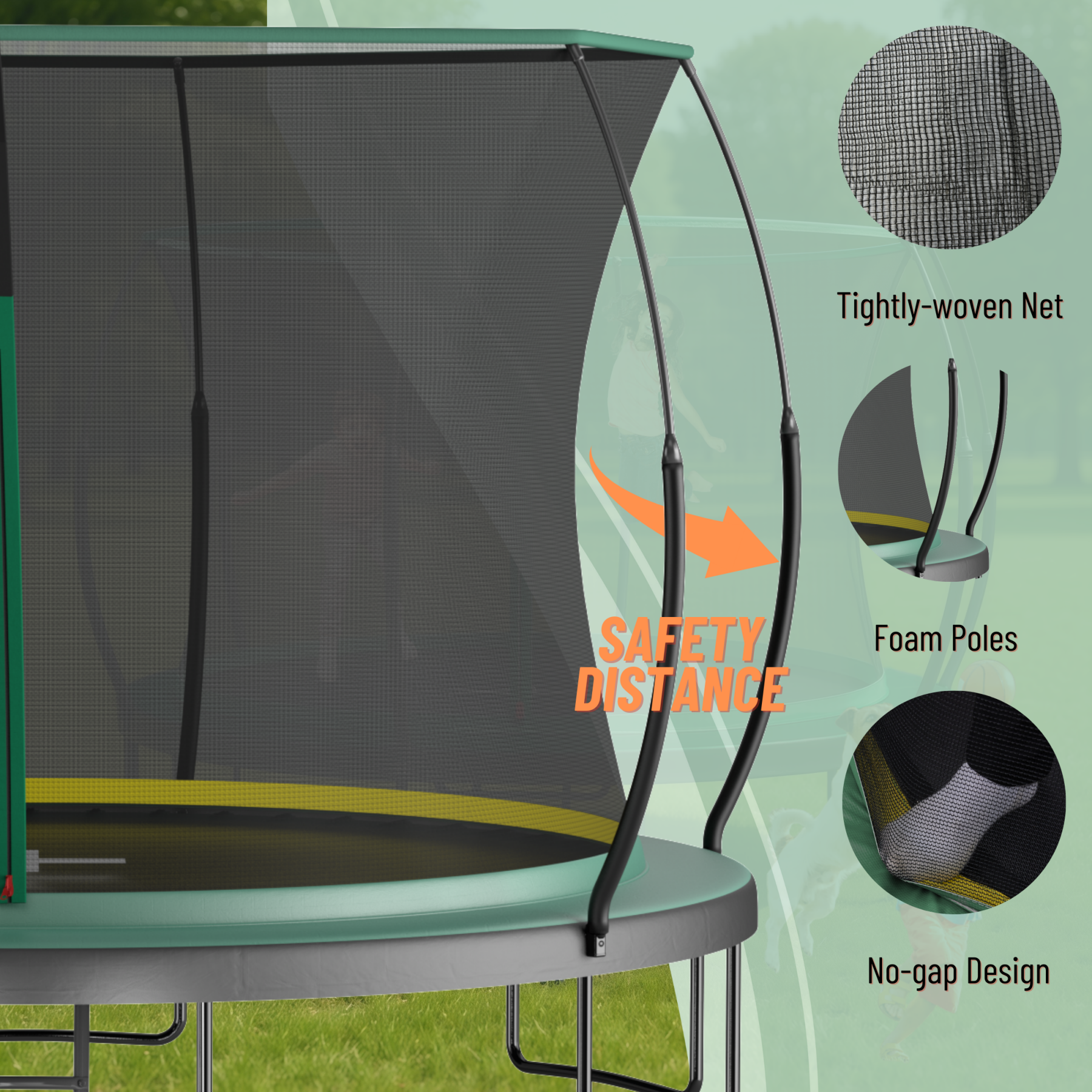 EUROCO 1500LBS Springfree 6FT Trampoline for Kids and Adults, No Gap Outdoor Trampoline for Backyard