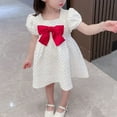 thumbnail image 2 of Yuyuzo Robe for Bambin Girls Cou Carré Bouffée Manches Courtes Robes Bowknot Smocked Robe de Soirée Vêtements, 2 of 7