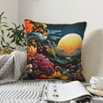 thumbnail image 6 of Xecao Sunset Floral Fantasy Landscape Print Soft Velvet Decorative Throw Pillow Covers, Square Cushion Cases for Bed, Sofa, Living Room, Car, and Indoor Outdoor Use-16"x16", 6 of 8