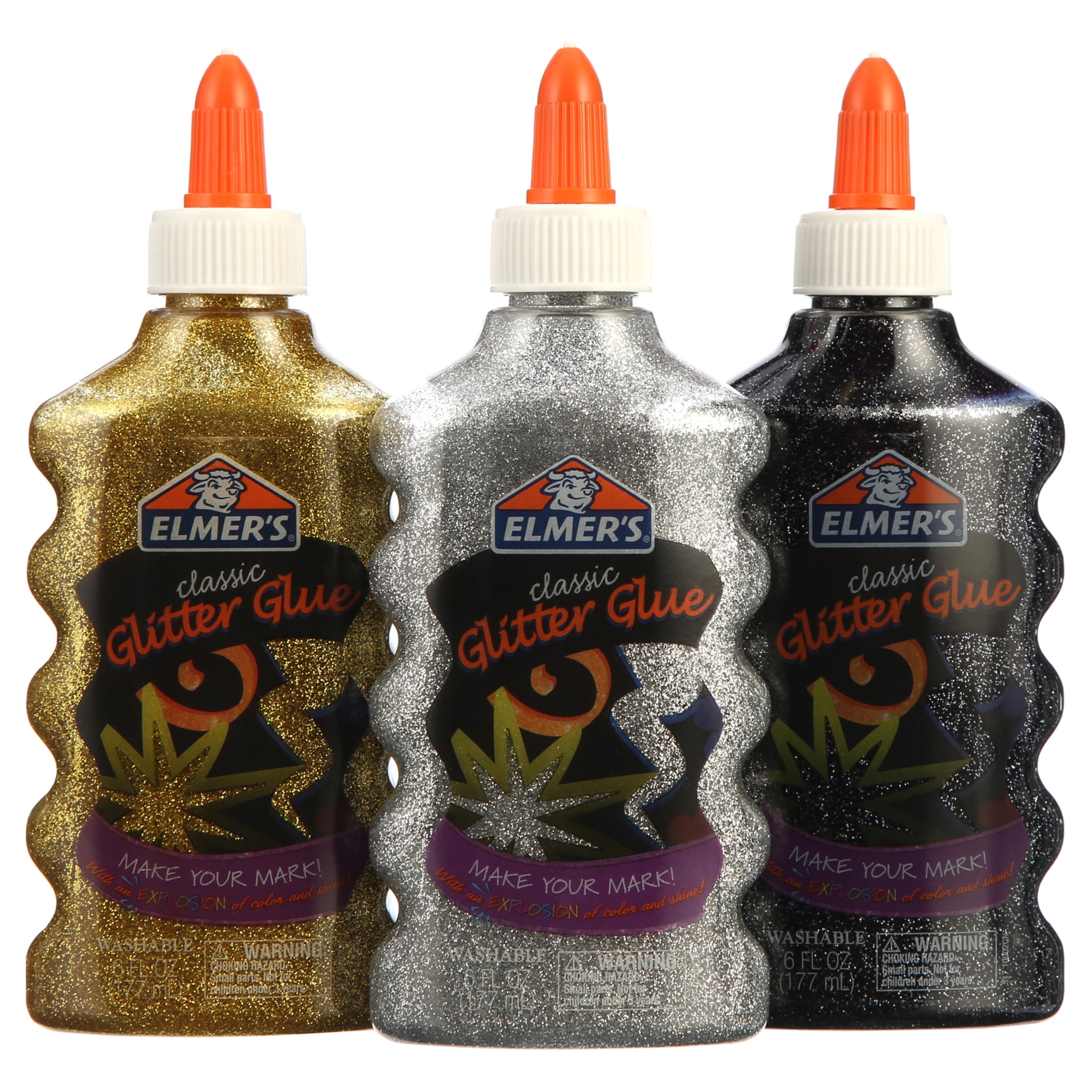 Elmer's Washable Liquid Glitter Glue for Slime 6 oz Blue Red Pink Purple -  24ct