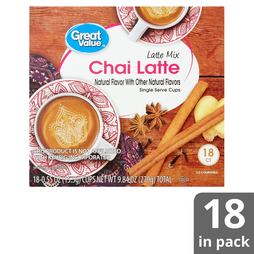 Great Value Chai Latte Mix, 0.55 oz, 18 count