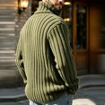 thumbnail image 5 of Ceisia Mens Thick Ribbed Turtleneck Knitted Sweater Long Sleeve Solid Color Warm Casual Pullover Top Army Green L Gift, 5 of 8