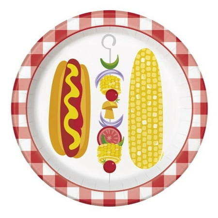 

Classic BBQ 8 Ct 9 Dinner Lunch Plates Paper Corn Hot Dog