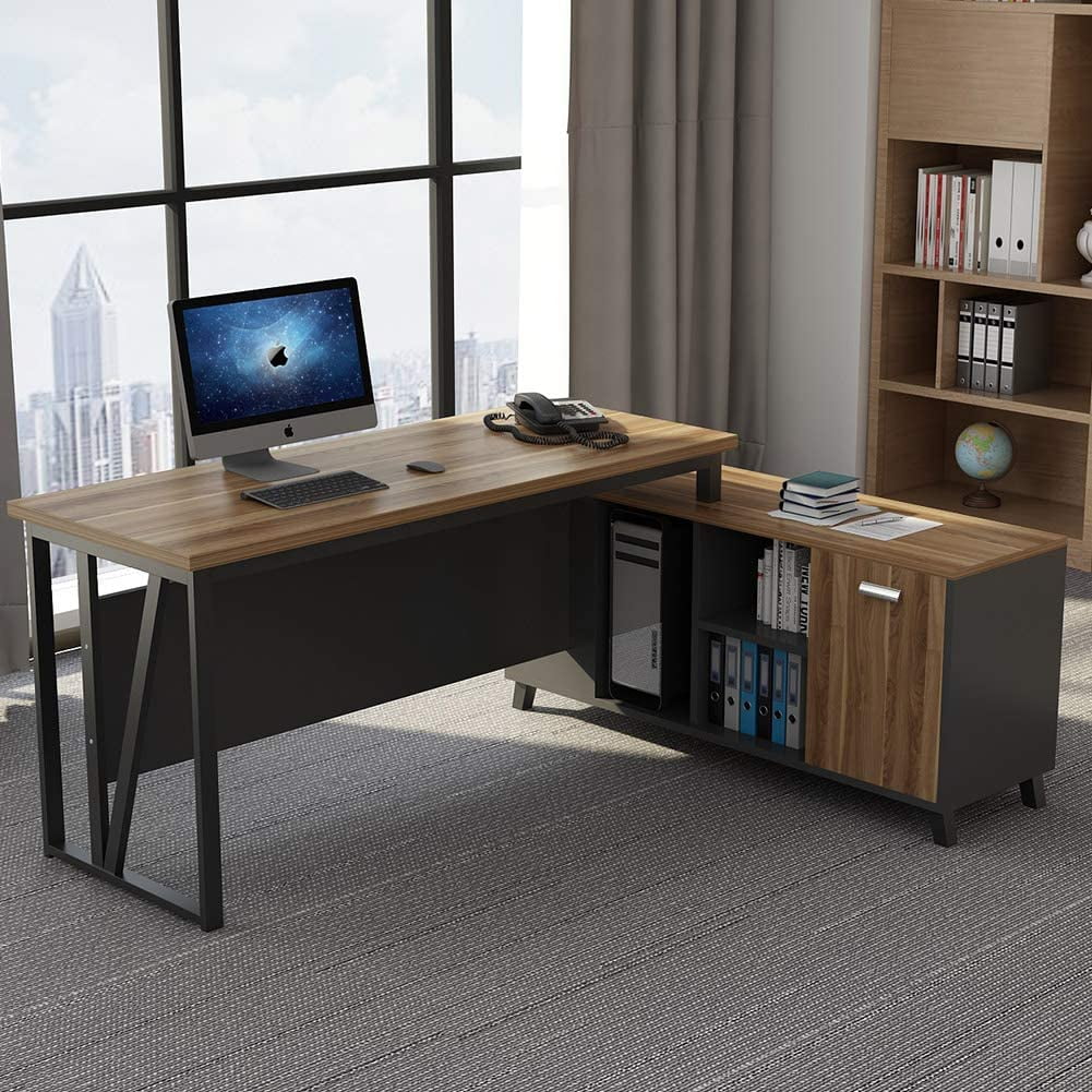 L Shaped Computer Desk, Large Executive Office Desk, 55 ...
