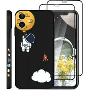 [3p] Jusy Little Astronaut Compatible with iPhone 11 Case with 2*Tempered Glass HD Screen Protectors Silicone Case Cute