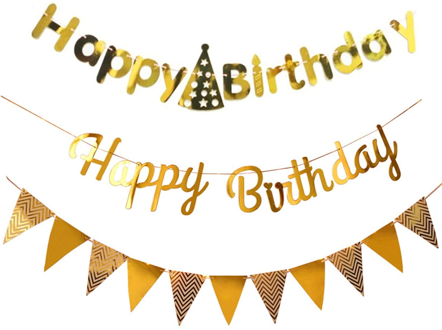 ZHOUY Happy Birthday Banner，Shiny Letter Happy Birthday Theme