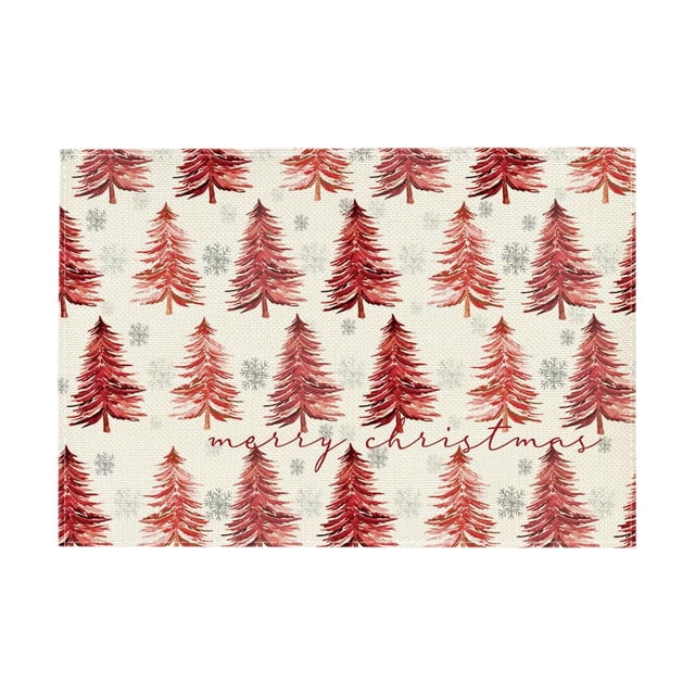 Cheapark Gift 12x18 Inch Winter Christmas Tree Placemats - Holiday Table Decor, Perfect for Party, Kitchen & Dining Room