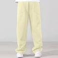 thumbnail image 4 of BXJX Boys Cotton Sweatpants, Comfortable Elastic Waist Outdoor Casual Sports Pants for Kids Beige Size 11-12 T, 4 of 6