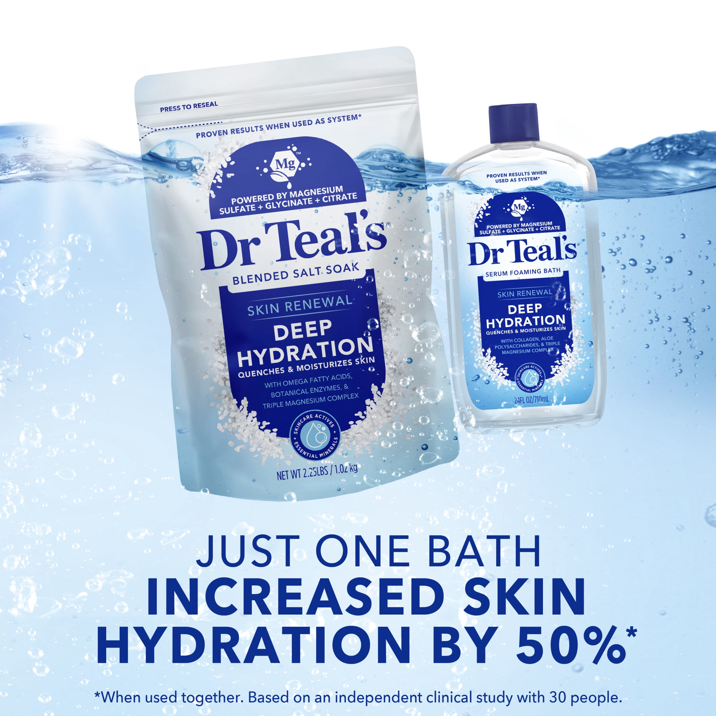 Dr Teal's Skin Renewal Deep Hydration Foaming Bath Serum, 24 fl oz