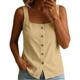 thumbnail image 1 of Fewfanhot Spring Tops for Women 2026 Trendy Ribbed Tank Tops Slim Fit Square Neck Sleeveless Shirts Slit Hem Summer Casual Basic Tanks, 1 of 7