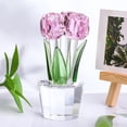 thumbnail image 2 of Figura de tulipán de cristal sintético coleccionable, adorno de flor de tulipán transparente, ramo de flores de cristal, regalo para cumpleaños, mujeres, novias y esposas., 2 of 8
