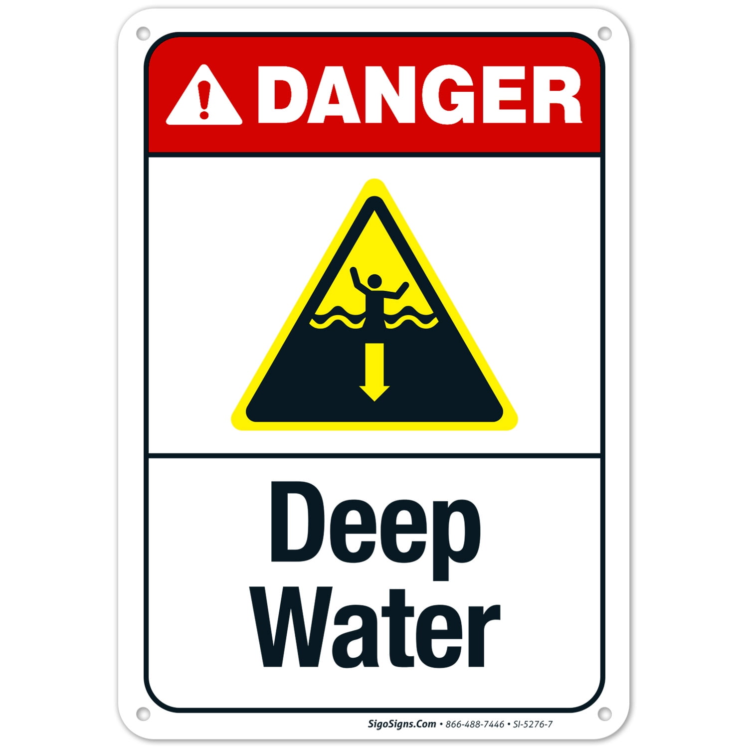Deep Water Sign, ANSI Danger Sign,