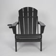 thumbnail image 2 of Set of 2 HDPE Folding Adirondack Chair with Cup Holder, Composite Wood Texture Outdoor Chair for Patio, Garden, Poolside, Deck, Backyard, Black, 2 of 9