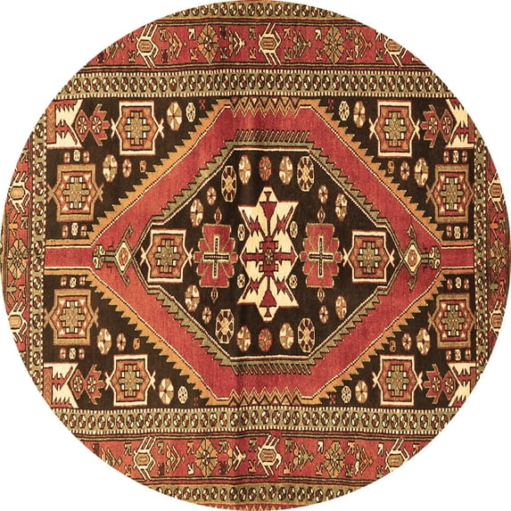 Ahgly Company Indoor Round Persian Brown Traditional Area Rugs, 4' Round