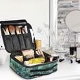 thumbnail image 5 of FORMRS Travel Makeup Bag Large Capacity Train Case Cosmetic Organizer with Adjustable Dividers, Green Forest Pattern, 5 of 8