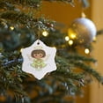 thumbnail image 7 of 3drose, Cute Brown Haired Little Girl Angel on a Cloud Illustration, 3 inch Snowflake Porcelain Ornament, 7 of 7