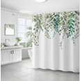 thumbnail image 1 of (180x180cm) Cortina de ducha de poliéster impermeable con flores de plantas D, 1 of 4