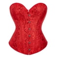 thumbnail image 4 of Prolriy Corset Tops para Mujer, Conjuntos de Corsé Bustier para Mujer, Cintura de Satén Negra, Tops Góticos de Talla Grande, Tops para Mujer, Rojo L, 4 of 4