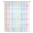 thumbnail image 2 of Blue Pink Plaid Sheer Curtains 45 Inches Long, Pastel Green White Buffalo Patchwork Light Filering Curtains, Breathable Simi Curtain Privacy Drapes for Kitchen Bathroom Small Window Treatment, 2 of 9
