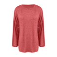 thumbnail image 4 of Scyoekwg Long Sleeve Shirts for Women Round Neck Eyelet Tunic Shirts Lightweight Loose Tshirt Dressy Casual Blouse Tops for Women Trendy Solid Color Blouses (Red,M), 4 of 5