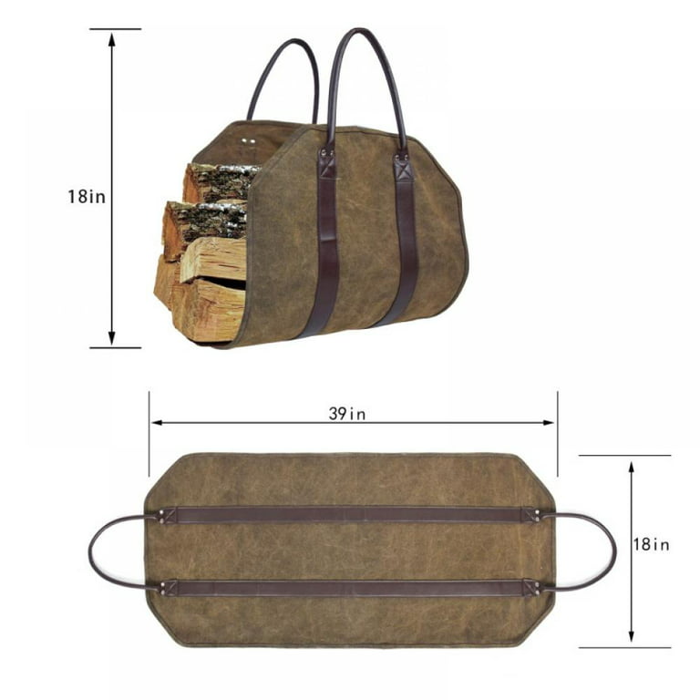 Heavy Duty Canvas Log Carrier Tote Bag for Firewood, Fire Wood Bag, Durable  Firewood Holder, Camping Carry Bag 