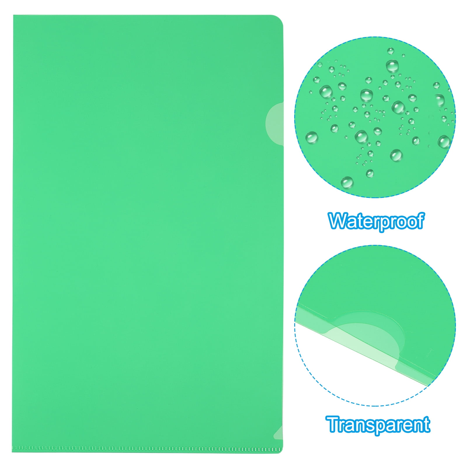 Uxcell L Type Folders 30 Pack A4 Plastic File Project Pockets Clear Paper Document Jacket Sleeves Green