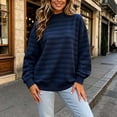 thumbnail image 2 of CHGBMOK Women's Mock Neck Sweatshirt Striped Long Sleeve Casual Pullover Tops Drop Shoulder Loose Fit Basic Sweatshirts, 2 of 5