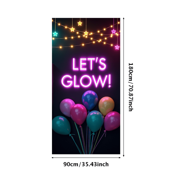 LUUFILx LED Neon Glow Party Backdrop Banner with Balloons and Lights Perfect for Birthday Celebration Photography Decor Event Background Party Supplies