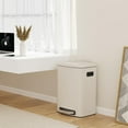 thumbnail image 2 of Rectangular 13 Gallon Trash Can with Foot Pedal, Kitchen Stainless Steel Thickened Trash Can with Soft Close Lid, 50L Large Garbage Can Perfect for Bedroom, Living Room, Bathroom, Office - White, 2 of 9