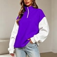 thumbnail image 2 of Womens Half Zip Up Hoodie, Color Blocking Fleece Oversized Cute Sweatshirt, Half-zip Zipper Hoodies for Women,Stand Collar Sweatshirts,Comfy Pullover with Pocket,Fall Clothes,Winter Outfits, 2 of 6