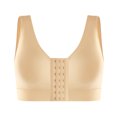 thumbnail image 4 of safuny Sports Everyday Bra for Women Front Open Buckle Breathable Wireless Holiday Push Up Ultra Light Lingerie Brassiere Underwear Comfort Daily Khaki L, 4 of 4