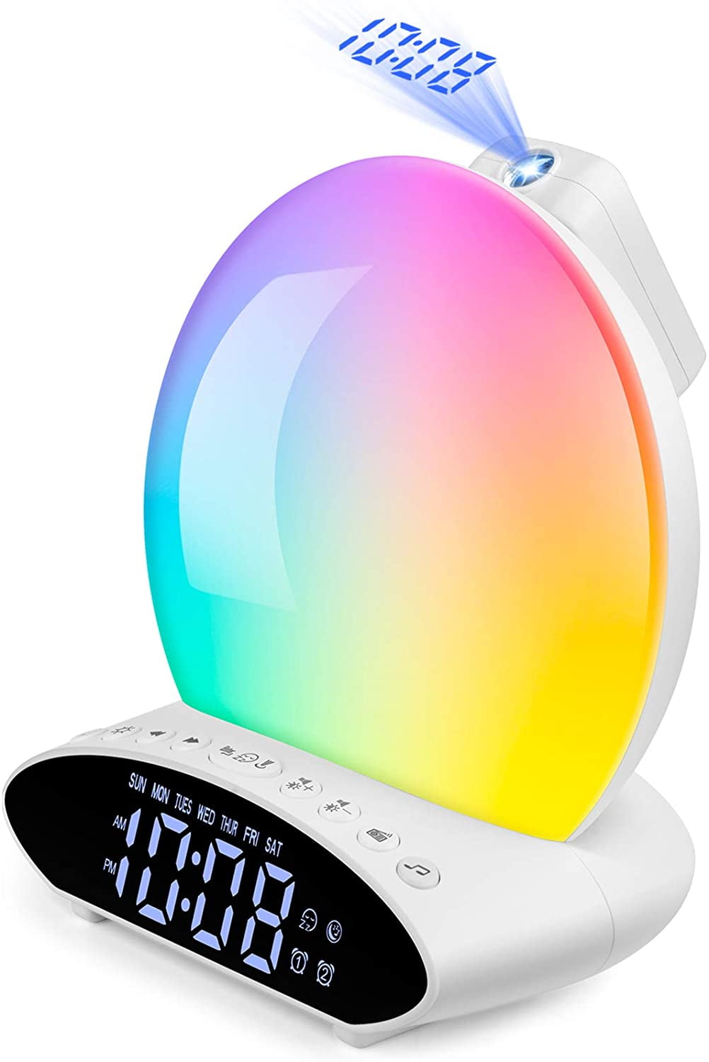 Wake Up Light for Bedroom Kids Sleep Aid with Sunrise & Sunset Simulation for Heavy Sleepers Bedside Lamp with Snooze Function Sunrise Alarm Clock 7 Colors Night Light & 7 Natural Sounds FM Radio 