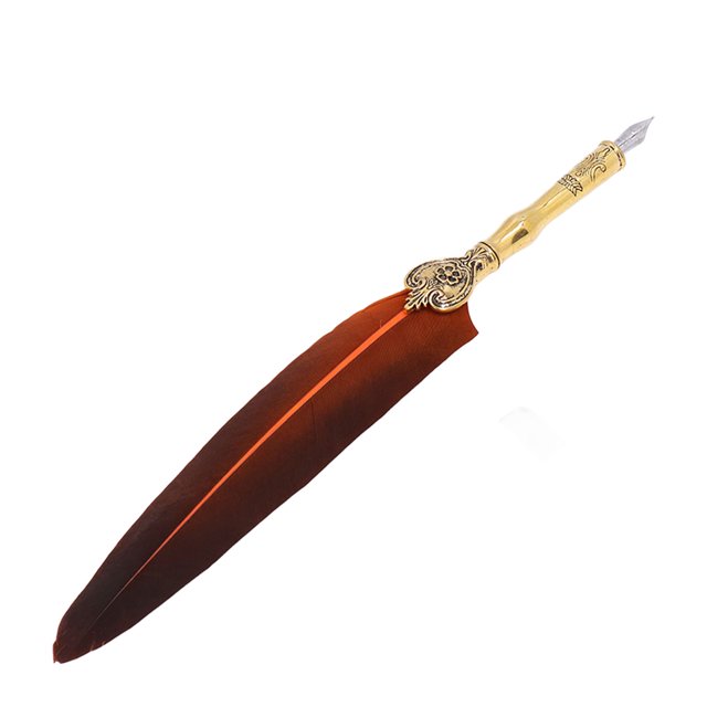 Vintage Exquisite Stainless Steel Feather Pen Set Smooth Writing Quill Pen Calligraphy Pens