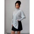 thumbnail image 6 of Women's Poncho Pullover Sweater Turtleneck Long Sleeve Knit Top Loose Fit for Casual Outings, 6 of 6