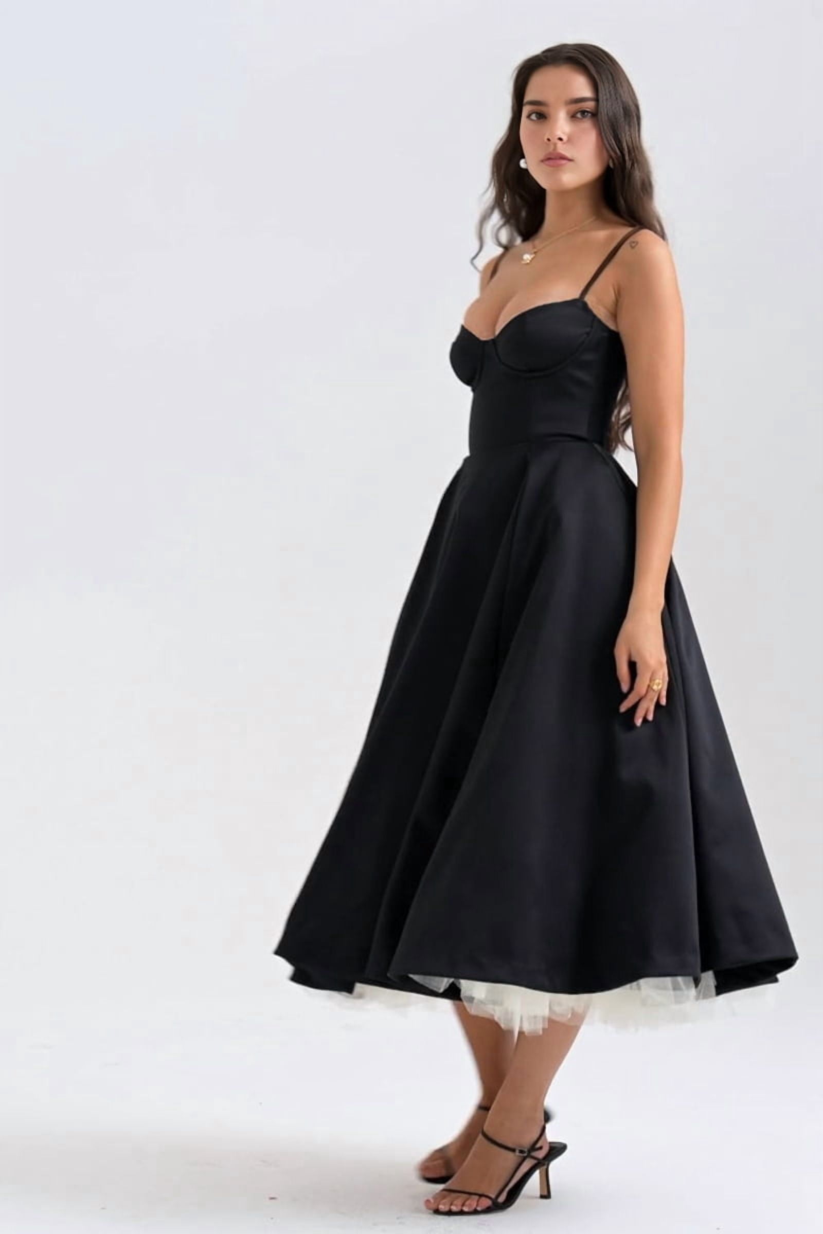 Wedding Guest Dresses for Women Spaghetti Straps Corset Homecoming Floral Lace Maxi Prom Dresses Black XL