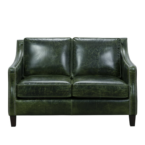 Miles Leather Loveseat In Fescue Green, Barington Leather Sofa Review