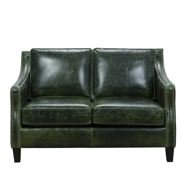 Miles Leather Loveseat In Fescue Green Com Miles Leather Loveseat In Fescue Green, Barington Leather Sofa Review