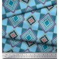 thumbnail image 3 of Soimoi Blue Cotton Poplin Fabric Square Geometric Fabric Prints By Yard 42 Inch Wide, 3 of 3