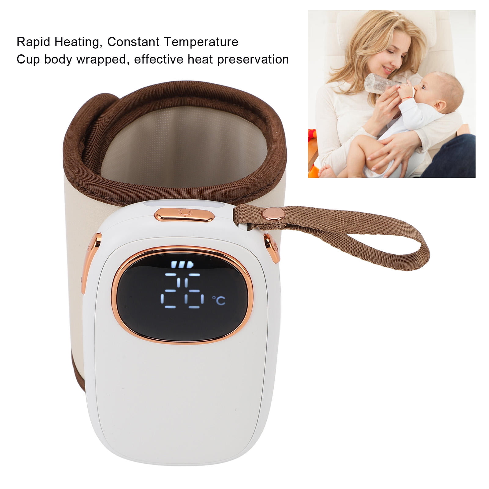 LAZIOEGR USB Portable Baby Bottle Warmer – 18W Fast Heating, Constant Temperature, Insulation Sleeve, Travel‑Ready