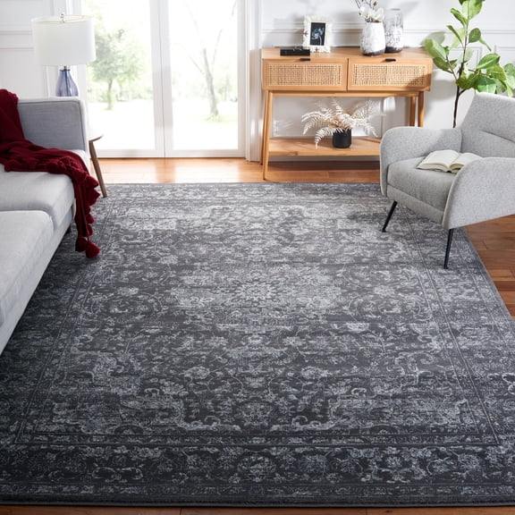 SAFAVIEH Carnegie Cennetig Oriental Area Rug, Dark Gray/Cream, 9' x 12'