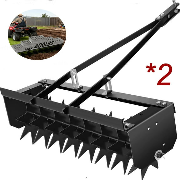 2PCS * 35 Inch Rolling Lawn Aerator,  400lbs Upgraded Heavy Duty Aerator Lawn Soil Penetrator Spikes, Alloy